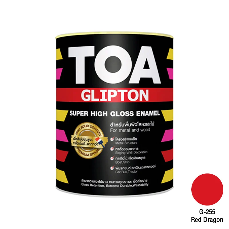 สีน้ำมันเคลือบเงา TOA รุ่น GLIPTON สี G255 Red Dragon